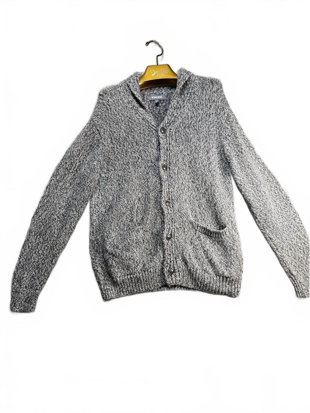 Bonobos Men's Slim Fit Gray Marled Shawl Collar Cardigan Sweater Size Medium